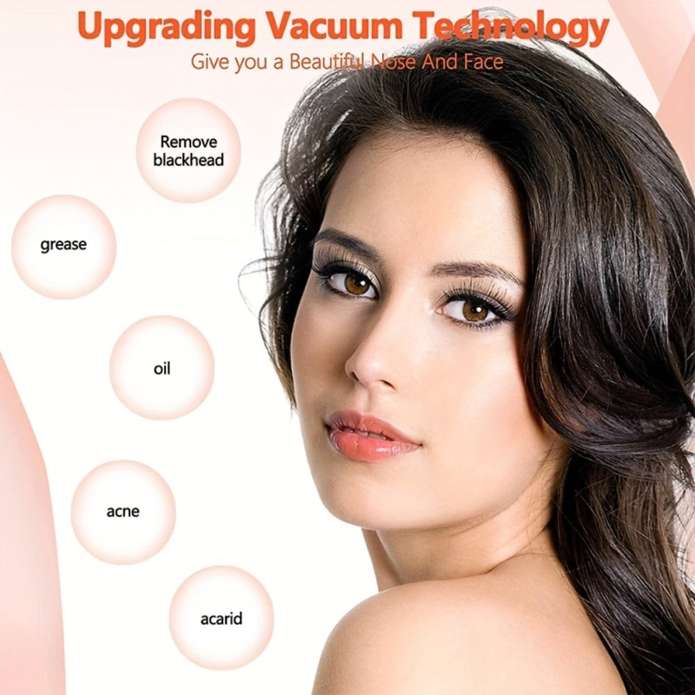 Rechargeable Blackhead Remover & Pore Cleanser Kit - USB Charging, Ergonomic Design with 3 Intensity Settings, Includes Multiple Nozzle Attachments, Ideal Skincare Gift for Enthusiasts