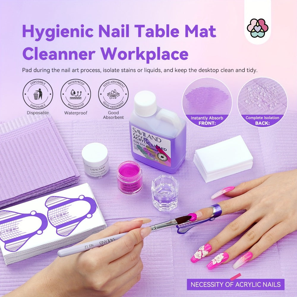 SAVILAND Salon-Grade Odorless Acrylic Liquid Monomer (8Oz) - Castor Oil & Vitamin E Enriched Formula with Complete Nail Kit (Brush/Dappen Tray/Mat), Low-Fume EMA Technology for Healthy Nail Art 2025