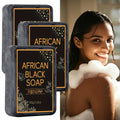 3pcs Of 100g African Black Soap with Shea Butter - Moisturizing, Deep Cleansing, Radiant, Alcohol Free, Infused with Coconut Oil, Suitable for All Skin Types, Suitable for Face And Body
