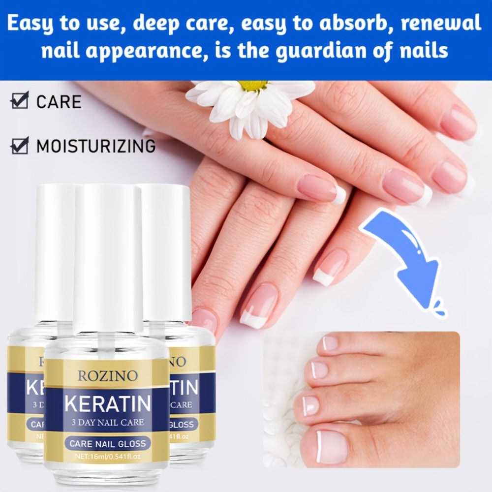 [Keratin Nail Polish] Rozino Keratin Nail Polish Suitable for, Dry & Brittle Nails - Strengthener with Aloe Vera & Lavender, Moisturizing Polish for Instant Hydration, Natural Nail Care for Hands & Fingernails, /Korean Skincare Formula