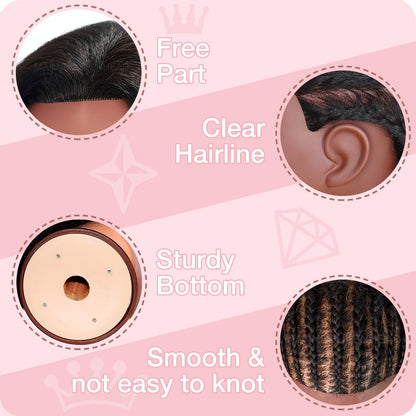 Mannequin Head with Hair 18 Inch — Cosmetology Training Practice Doll Head for Hair Styling, Cutting, Braiding, Clamp Holder, Comb & Clip Practice