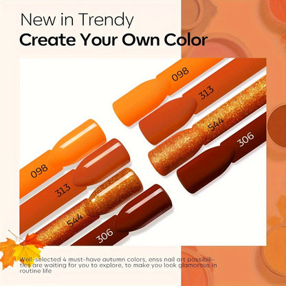 Halloween Dip Powder Nail Kit Orange Glitter Shades with Nail Sticks Base Top Coat Activator DIY Salon Manicure Seasonal Nail Art Set