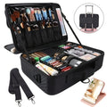 Makeup Case, Professional Train Case Large Makeup Bag, Travel Cosmetic Organizer Brush Holder Makeup Artist Storage Box, for Cosmetics Makeup Brushes Toiletry Jewelry Digital Accessories, 15.8 Inches, with Adjustable Dividers and Shoulder Strap