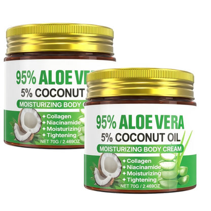 Aloe Collagen Firming Moisturizing Face Cream 2-Pack - Hyaluronic Acid & Coconut Oil Deep Hydrating Skin Care for Dry Skin, Anti-Aging Tightening Cream for All Skin Types, Women's Daily Moisturizer