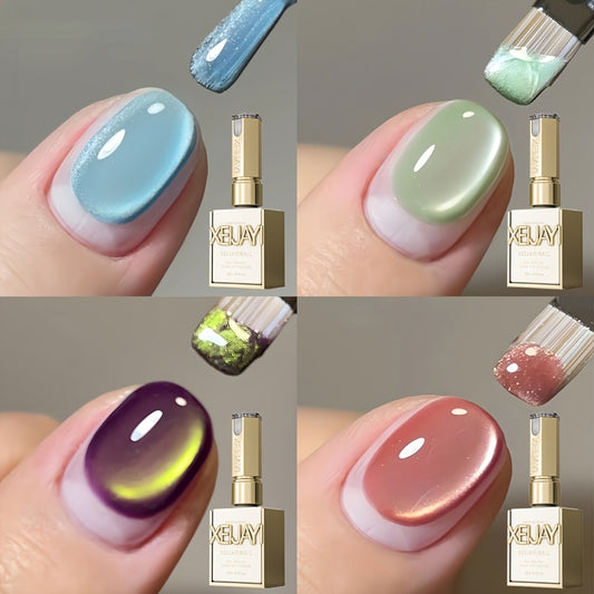Trends for Cat Eye Nails in 2025: Holographic Nail Art in Four Colors, 0.51oz Reflective Cat'S Eye Magnetic Nail Gel for Soaking, LED Gel, Salon Quality Tools for Women'S Nail Art, Fashionable Nail Gel