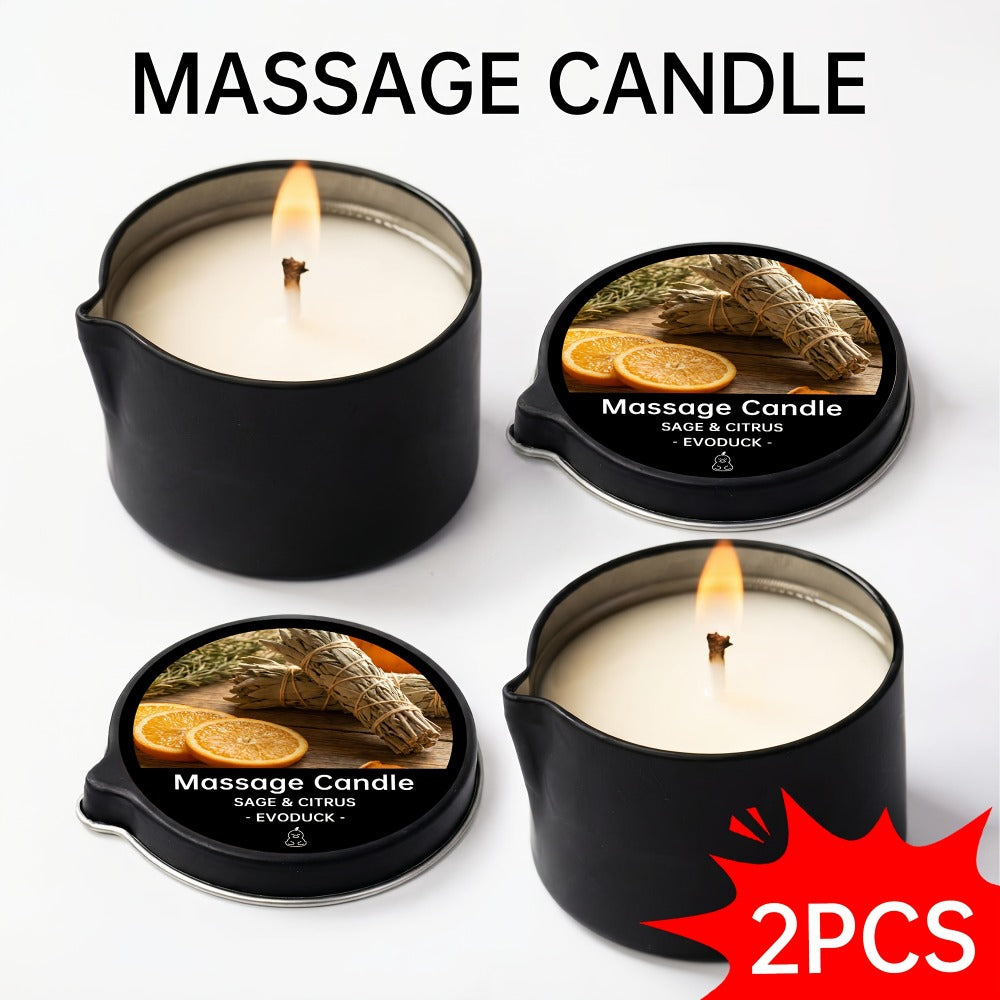 EVODUCK 6pcs/2pcs/1pc 2-In-1 Massage Oil Candle with Essential Oil Luxury Scented Candle with Soy Wax – Warm Moisturizing Body Lotion – Nail Salon, Spa, Pedicure, Beauty, Wedding, Christmas, Valentine'S Day Gift for Women (Total 12Oz/ – Each 2Oz)