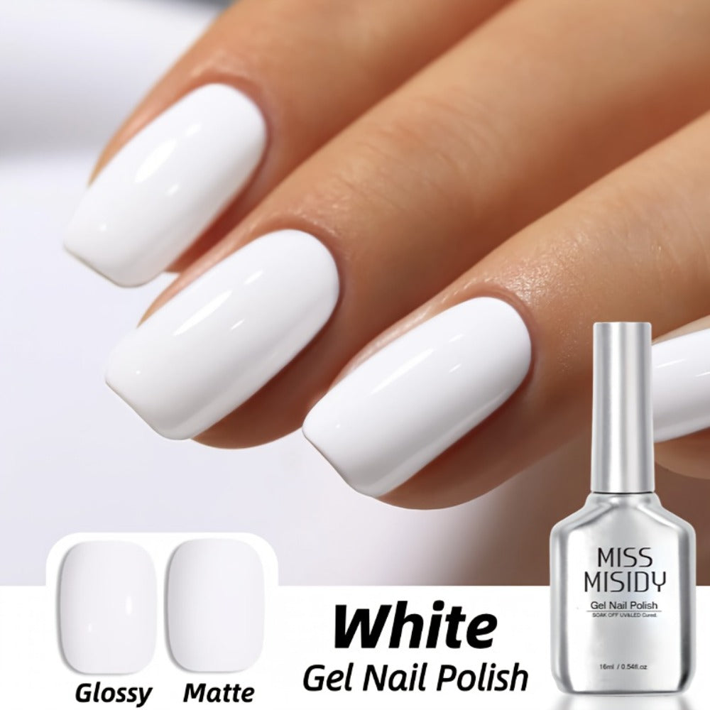 MISS MISIDY 0.54oz Pure Black & White Gel Nail Polish - Odorless, Durable Manicure & Pedicure Solution, Easy Application for Professional End, Nail Gel Polish, Essential for Manicure, Elegant Nail Design, Scentless Formula