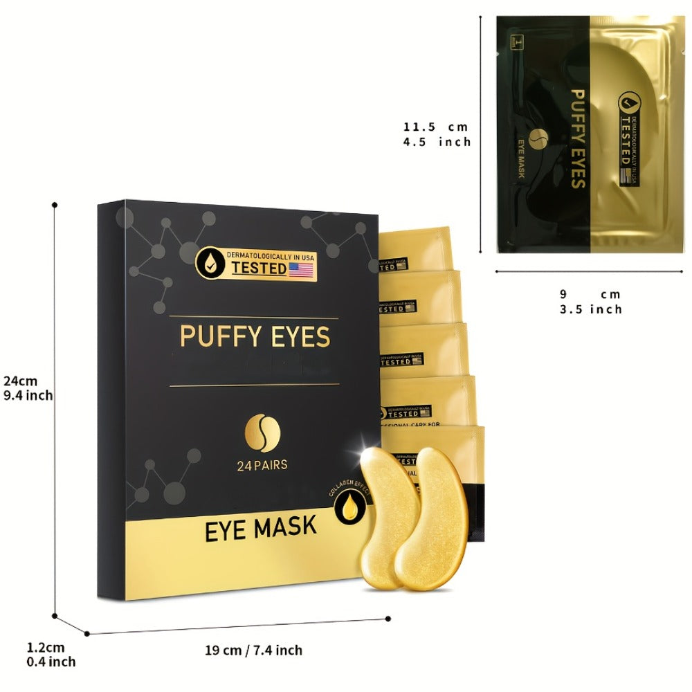 Golden Eye Mask (24 Pairs), Collagen Eye Patches, Make Skin Look Smoother & Firmer, Suitable for All Skin Types, The Look Of Fine Lines & Wrinkles, Korean Skincare Products, Autumn & Winter Skincare Products, Christmas And Halloween Gifts