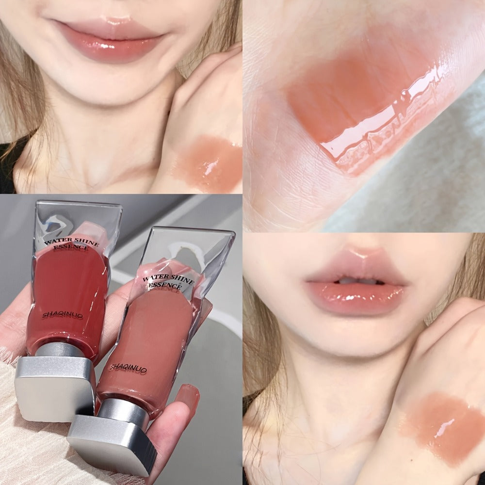 Lip Gloss 5-Pack - Water Glow Essence Jelly Glass Lips, Mirror Shine, Non-Sticky Moisturizing Lip Glaze, Lightweight Luminous Lip Color, Holiday Gift Set