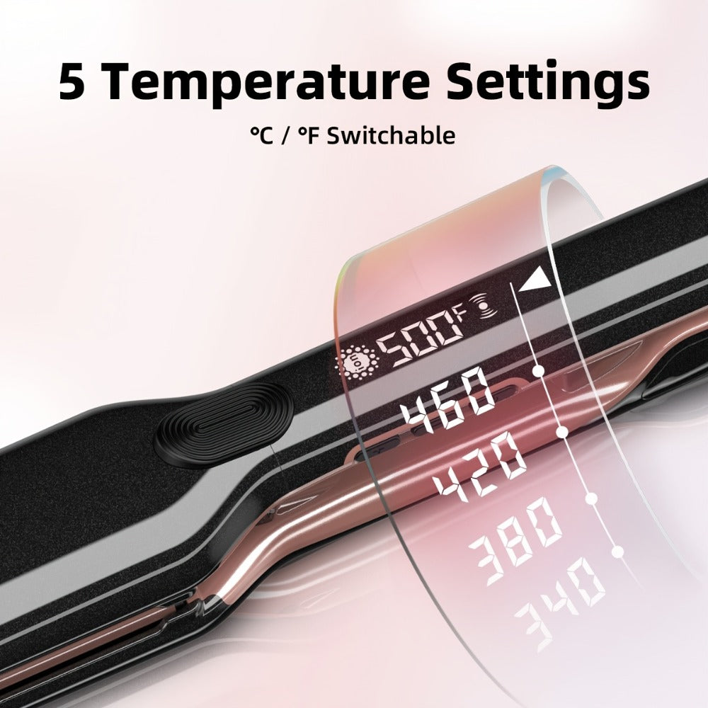 Professional Hair Straightener Flat Iron 500°F — Plasma Ionic Ceramic Plates, LCD Display, 60-Min Auto Off, Frizz Control for All Hair Types