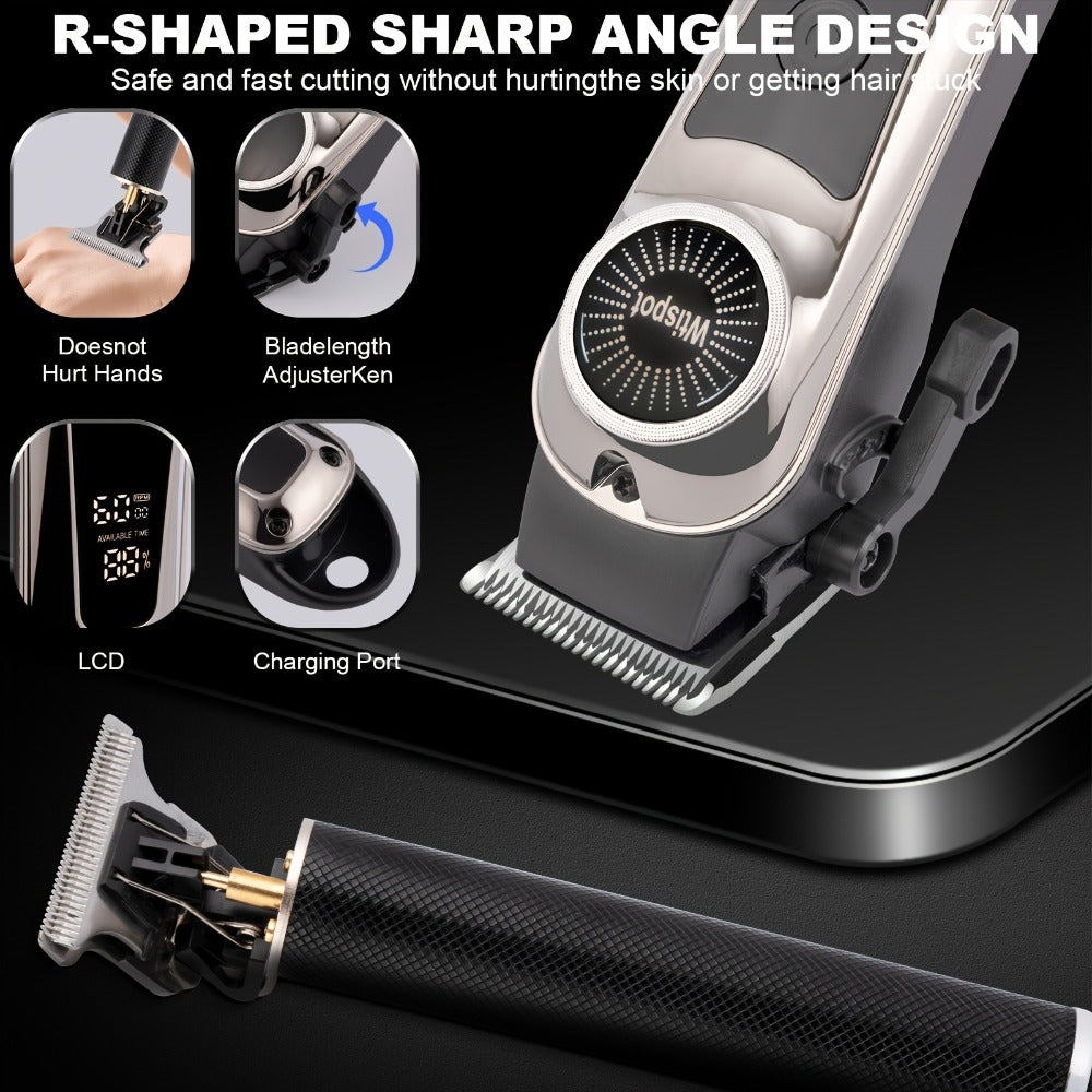 Men'S Hair Clipper And Beard Trimmer Set Men'S USB-Rechargeable Hair Clipper Features Battery Level Indicator, Ideal For Travel And Home Use, Includes 4 Comb Attachments Men'S Gift | Birthday Gift | Christmas Gift