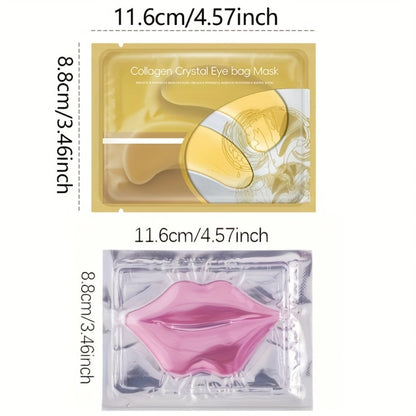 Hyaluronic Acid Eye Mask & Pink Lip Mask Patch Set - Moisturizing Hydrating Anti-Dry Overnight Sleeping Lip Eye Care Nourishing Smoothing Gift Set for Women