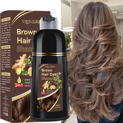 Hair Dye Shampoo 3-in-1 Herbal Ammonia-Free Quick Color in 15 Minutes - Long Lasting 30 Days Semi Permanent Hair Color Moisturizing Cleansing Black Brown Red Chestnut Multi Color