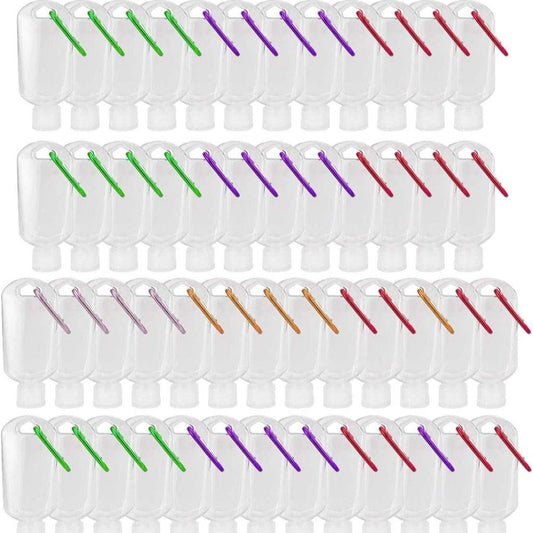Travel Bottles with Keychain Leakproof Refillable Squeeze Containers Clear Plastic TSA Approved Portable Travel Size Bottles for Toiletries Lotion Shampoo Soap 1.7oz 50ML