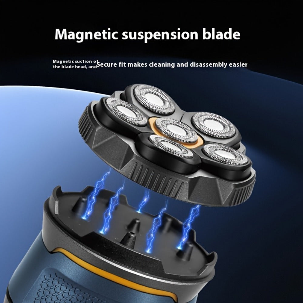 Electric Hair Clipper 6D Floating Head Self-Cut Bald Head Shaver 10W High Power 1400mAh USB-C Charging LED Display Two-Speed Travel Lock Hair Trimmer