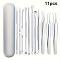 11pcs Blackhead Remover For Face, Professional Stainless Micro-Needling Removal Tools Kit, Needling Beauty Needle Elbow Hook Needle Tool, Pimple Popper Tool Kit For Quick And Easy Removal Of Pimples, Blackheads, Zit Removing Forehead