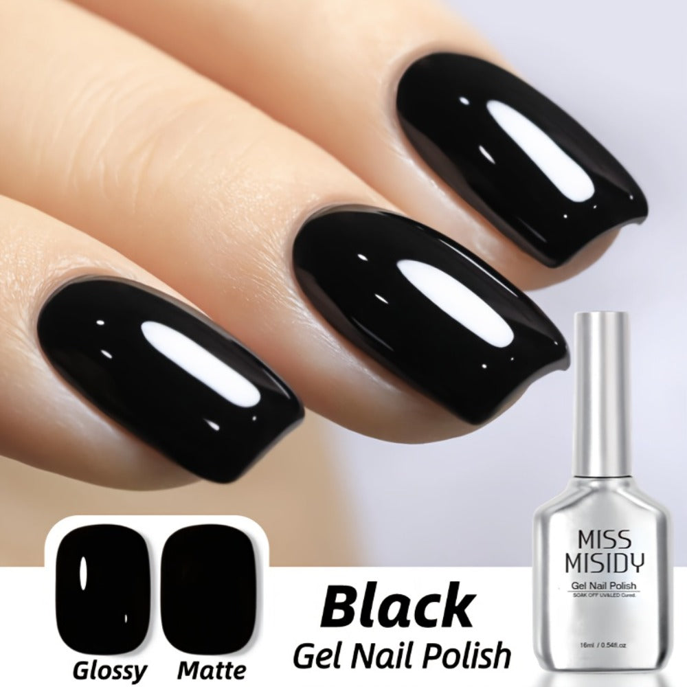 MISS MISIDY 0.54oz Pure Black & White Gel Nail Polish - Odorless, Durable Manicure & Pedicure Solution, Easy Application for Professional End, Nail Gel Polish, Essential for Manicure, Elegant Nail Design, Scentless Formula