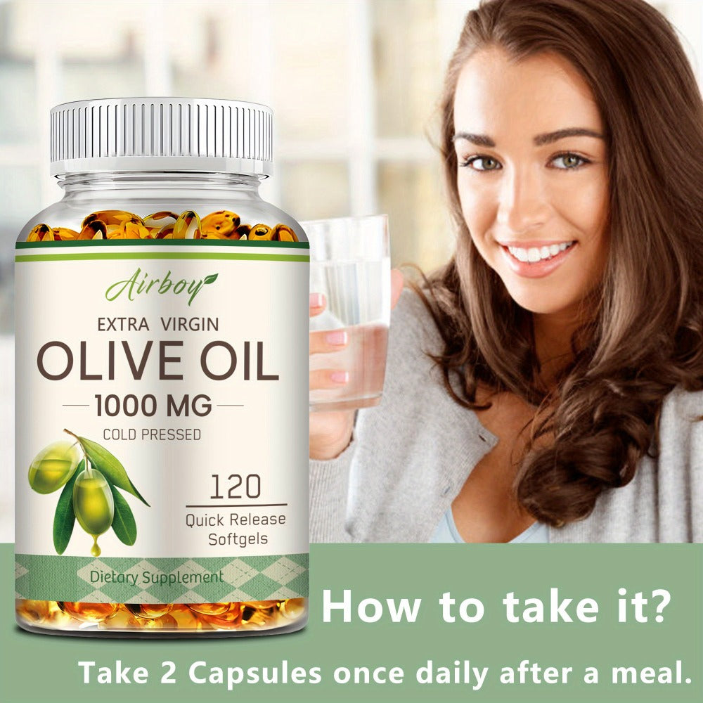 Capsules of Extra Virgin Olive Oil - Containing Omega-9, Omega-6, And Palmitic Acid, Cardiovascular Wellness - High-Quality Supplement - 120pcs