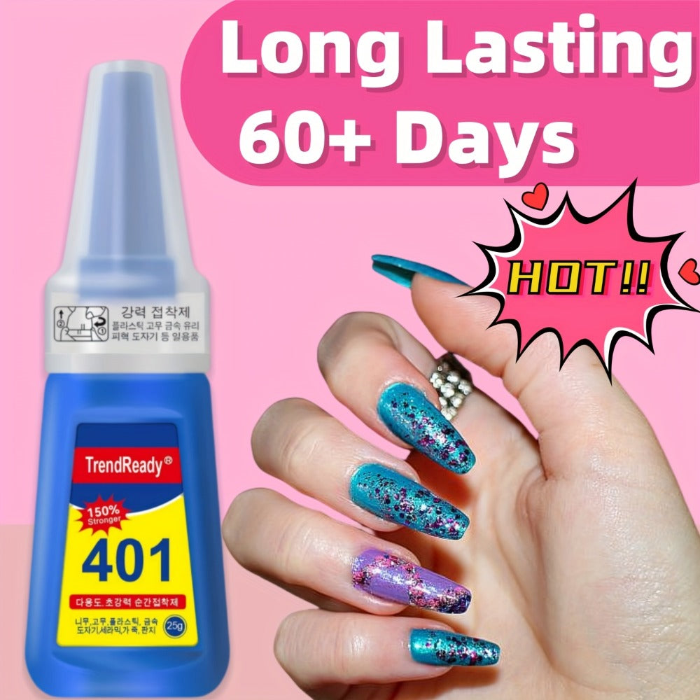TrendReady 25g Nail Glue - Extreme Hold For Fake Nails & Tips, 30+ Days Wear, Smudge Proof, Salon Quality Kit