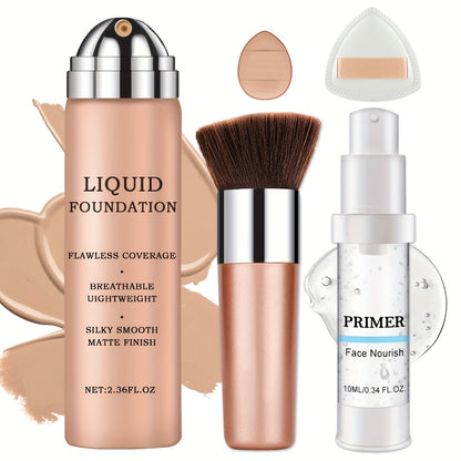 Liquid Foundation Full Coverage Long Lasting Natural Matte Finish for Mature Skin Buildable Formula Available in Natural Beige Nude Shades Women Face Makeup