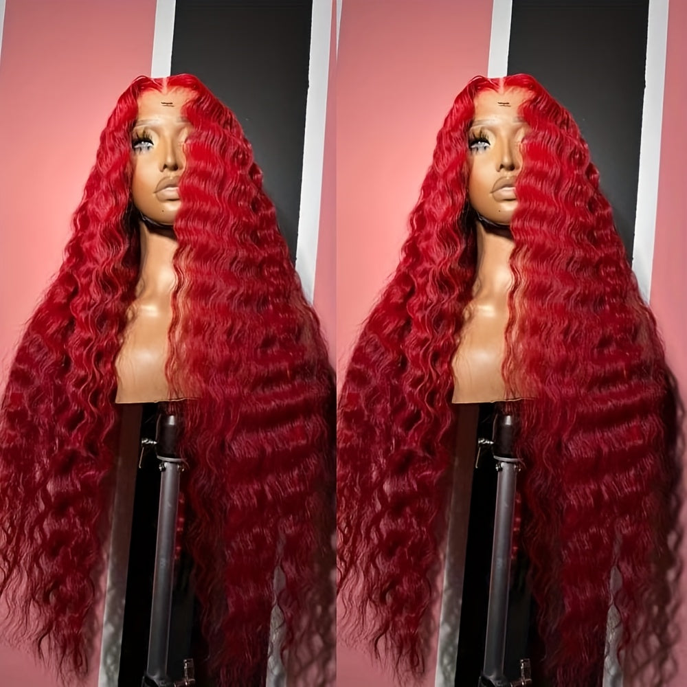 Curly Wave Lace Front Wigs for Women 13*4 Inch Deep Part Space Synthetic Heat Resistant Fiber Super Long Loose Curly Wavy Wigs with Hair Preplucked Hairline Glueless Lace Front Wig for Halloween Christmas Daily Party Use