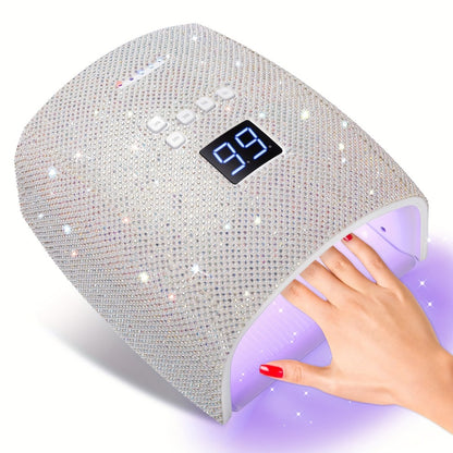 UV LED Nail Lamp 33 LEDs Gel Nail Dryer Rechargeable 4 Timer Settings for All Gel Polish Nail Art Manicure Tool Professional Home Salon Pink Blue White