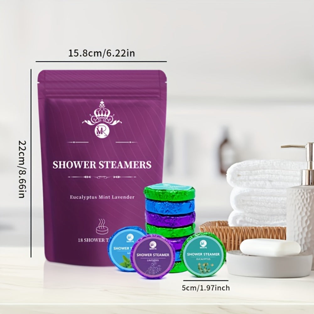 18pcs Shower Steamers Containing Three Types of Essential Oil Shower Tablets: Lavender, Eucalyptus, And Mint. This Self-Care Spa Set Is Suitable for Both Men And Women And Makes The Perfect Gift for Christmas, Valentine'S Day, And Mother'S Day!