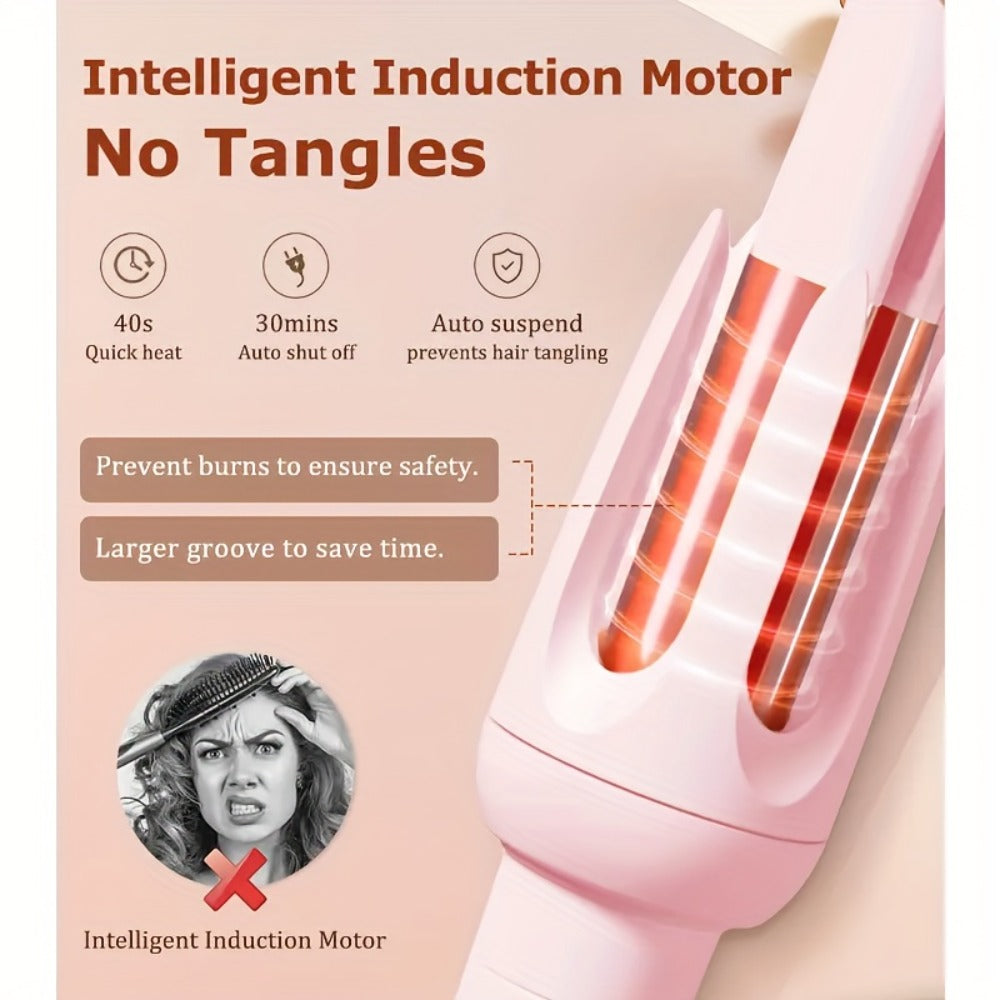Automatic Curling Iron, One-Touch Automatic Curling, 4 Temperature Settings And 3 Timer Options, Anti-Scald/Anti-Tangle Technology, 360° Rotating Curling Wand, with Comb And Clamp - Ionic Curling Iron for Salon-Quality Waves, Father'S Day Gifts