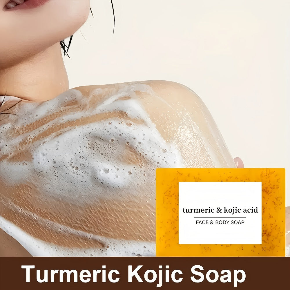 6/12/18pcs Handmade Cold - Processed Turmeric, Lemon & Kojic Acid Soaps For Cleansing - ForFace & Body -Foaming Net Included+Dopamine Bath Ball+ Swab+Towel. Deeply Cleanses, Hydrates, And Suits All Skin Types. Free Gift Of Four Tools.Bye, Dirt!