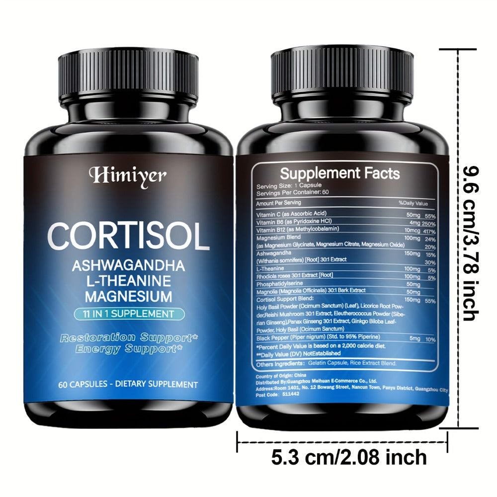 (1/3 Packs) Stress Management Capsules - All-round Relaxation And Balance Supplement Capsules - Balance Cortisol And, Peaceful Sleep And Emotional Improvement, Containing Rhodioda, Ashwagandhal, Theanine And Magnesium.