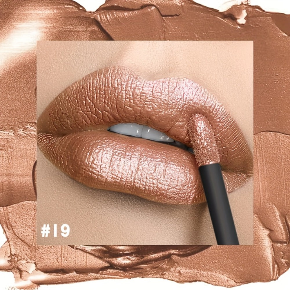 Metallic Lip Gloss High Gloss Long-Lasting Non-Stick Lip Plumper Glossy Lipstick for Women Portable Party Date Daily Makeup Gift 11 Shades