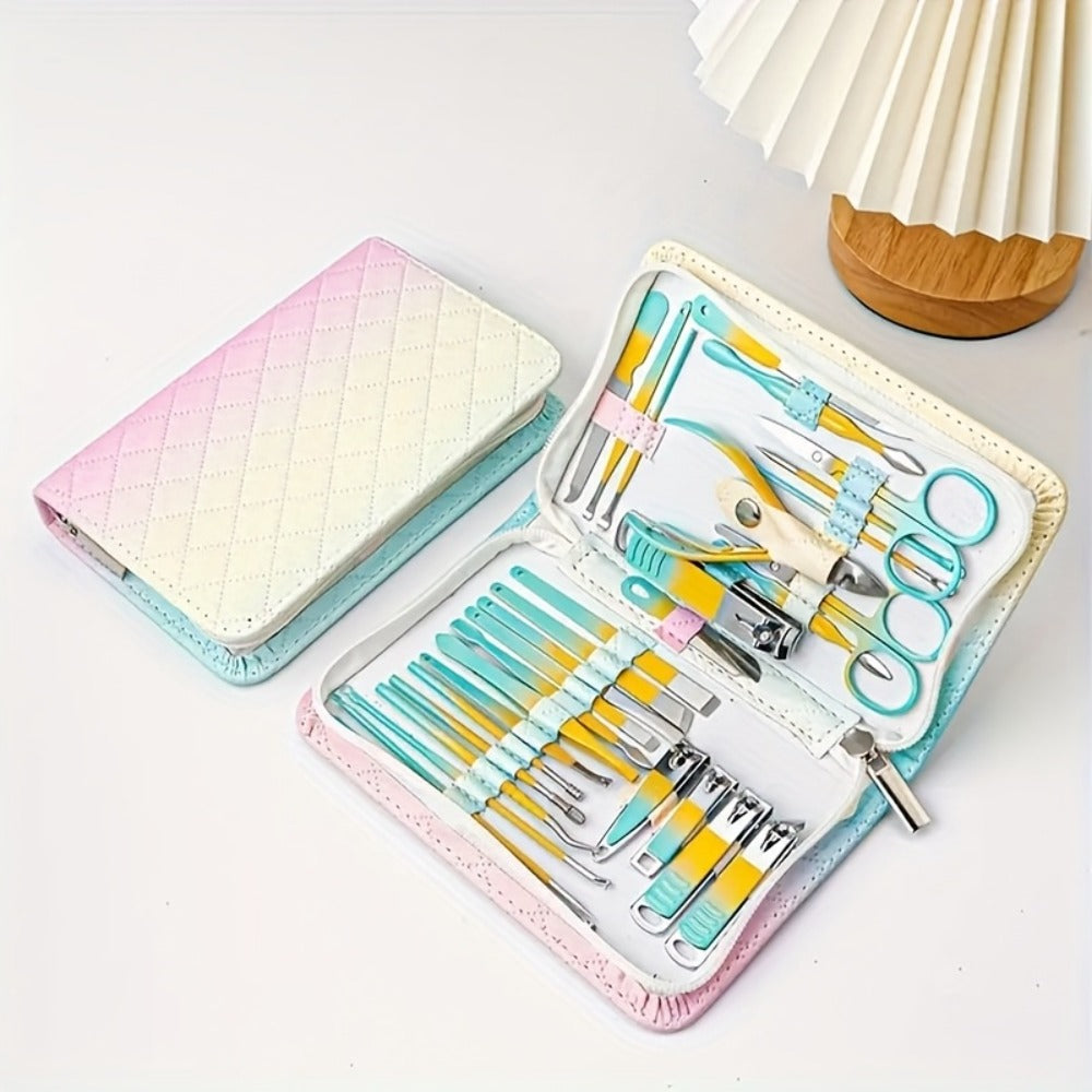 30pcs Nail Clipper Set, Men'S And Women'S Toe Clippers, Personal Care Tools, Nail And Foot Tool Beauty Kit, Gift For Men'S And Women'S Family And Friends, Comes With Portable Travel Box (Gradient)