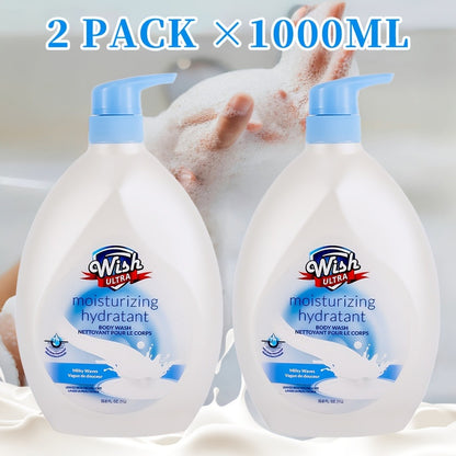 Moisturizing Body Wash 2-Pack 33.8 fl oz — Long-Lasting Scent, Deep Cleansing Shower Gel for Men & Women, All Skin Types, Available in Cucumber, Milky, Mango & Peach Fragrances