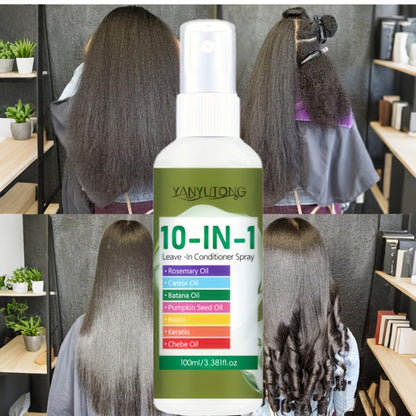 10-in-1 Hair Treatment Spray — Argan Oil Batana Rosemary Anti-Breakage Split End Repair, Softens & Adds Shine for Dry Hair, Fragrant 100ml
