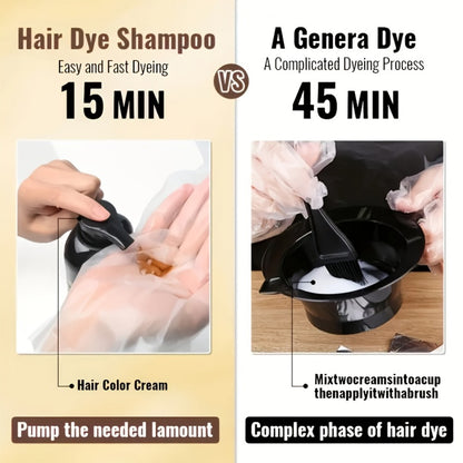 Hair Dye Shampoo 3-in-1 Herbal Ammonia-Free Quick Color in 15 Minutes - Long Lasting 30 Days Semi Permanent Hair Color Moisturizing Cleansing Black Brown Red Chestnut Multi Color