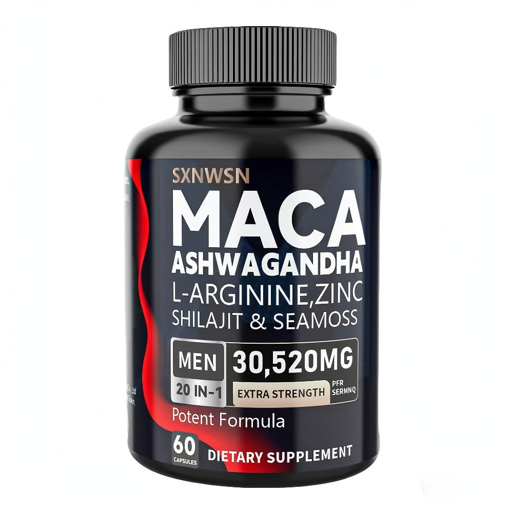 60 Ashwagandha Capsules Maca Capsules, Ashwagandha Maca Root Sea Moss Shilajit L-Arginine L-Citrulline;Assists with Stress, Mood, Supplement for Men And Women