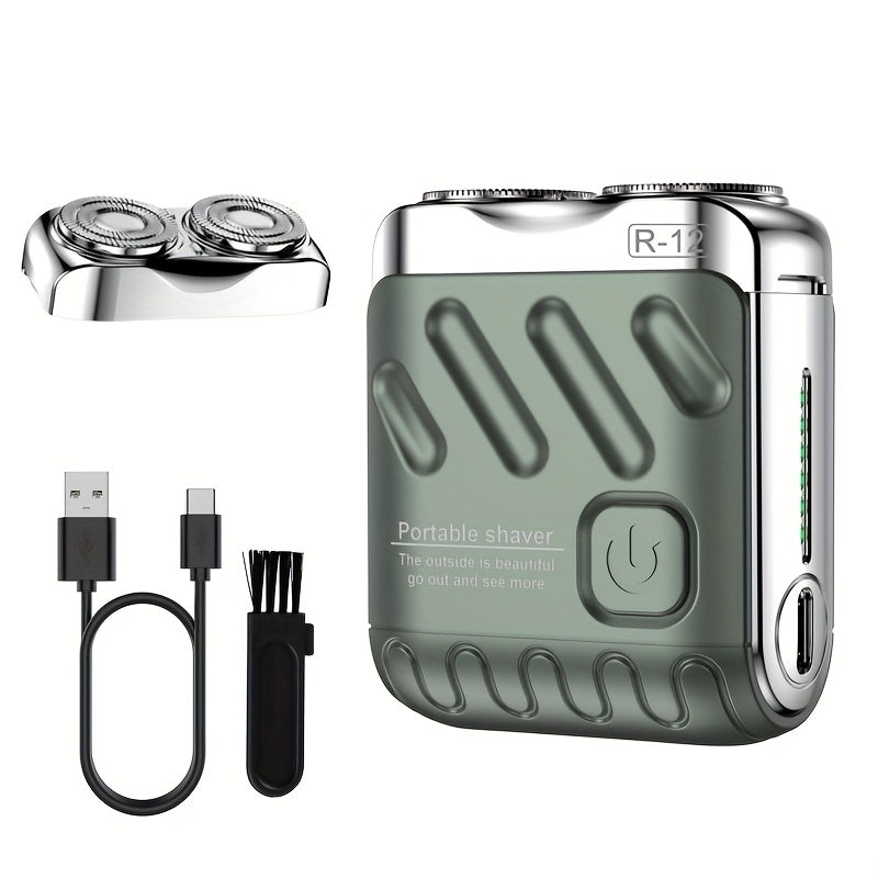 Mini Electric Shaver for Men Portable Dual Blade Floating USB Rechargeable Cordless Travel Shaver Waterproof Digital Display Multiple Colors Gift for Him
