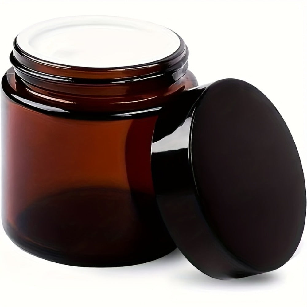 Frosted Glass Jars with Lids – 24 Pack 2 oz Brown Glass Cosmetic Containers with Spoons & Labels, Non-Slip Base, Multi-Purpose Storage for Lotion, Powder, Candle Making, Makeup & Skincare