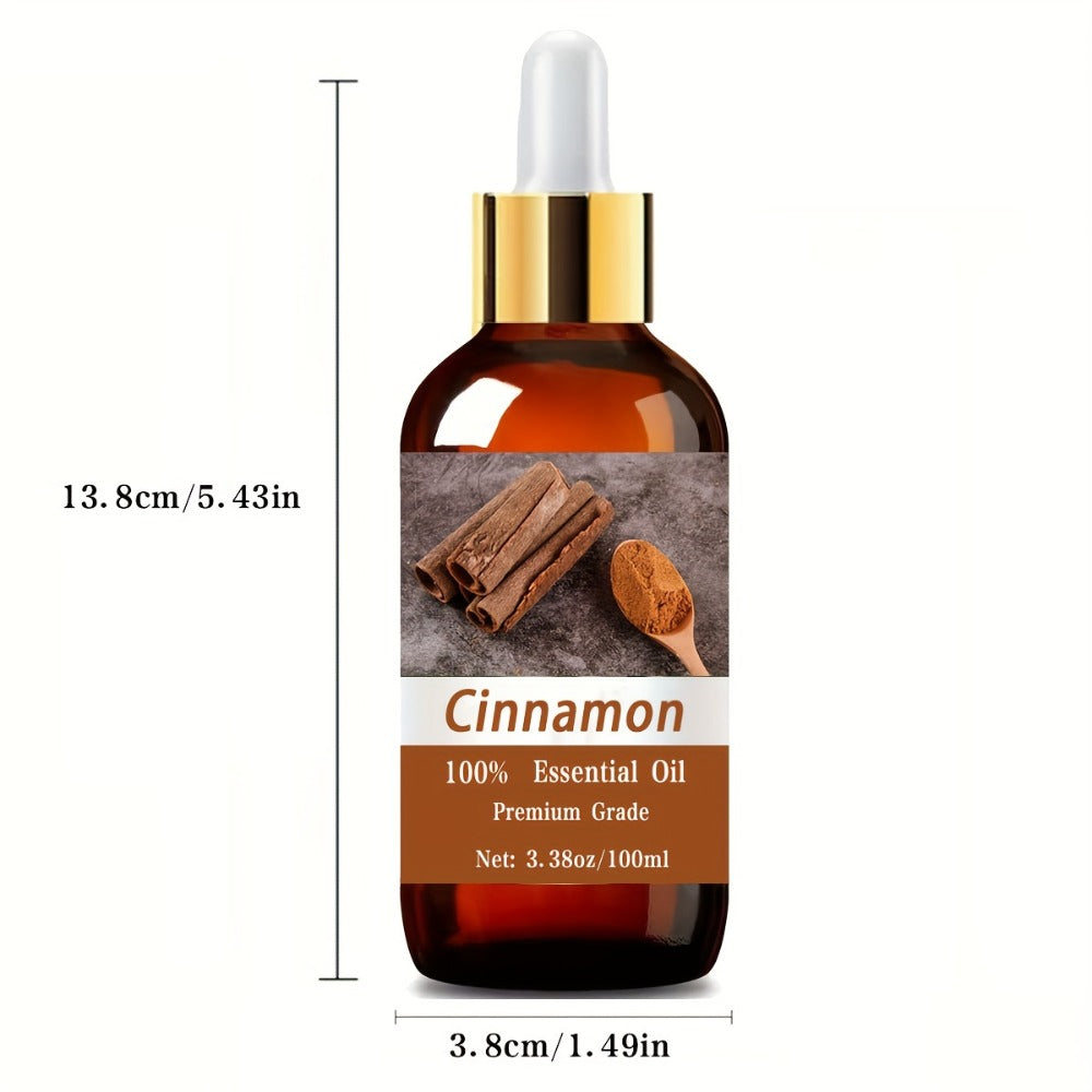 Cinnamon Essential Oil, 3.38oz(100ml), for Hair & Skin Care, Massage, Moisturizing Massage Essential Oil for Men & Women, Meditation Gift, Perfect Christmas Gift