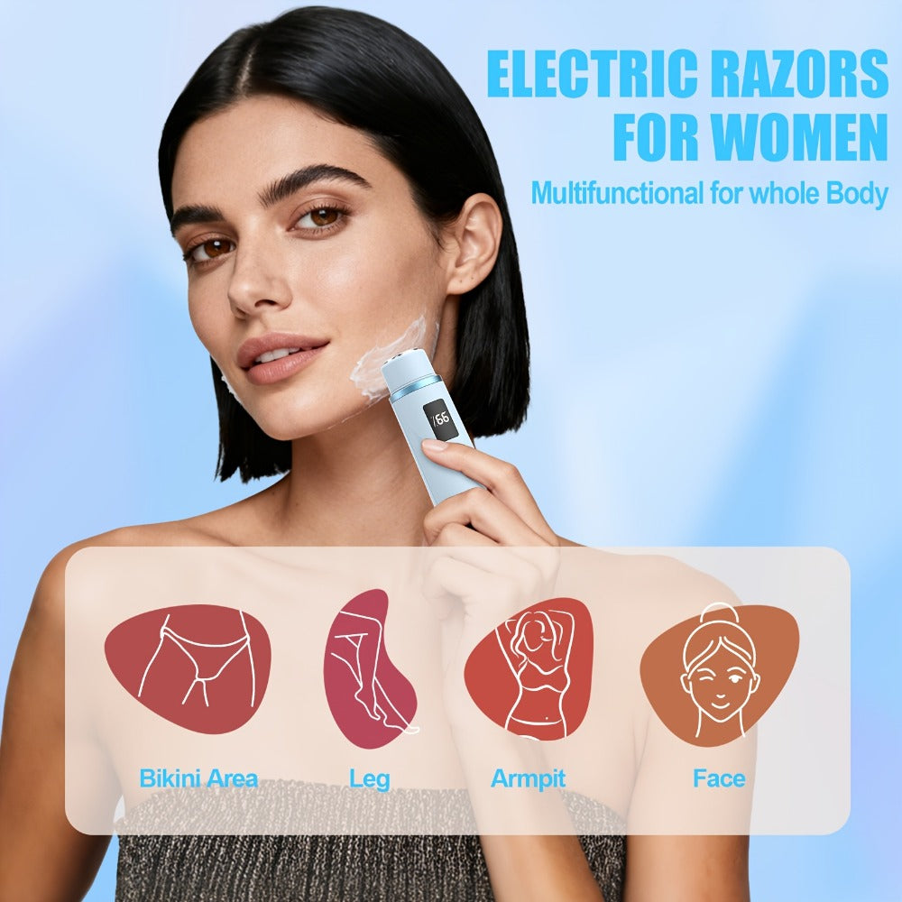 Brand New Upgraded Version with a Built-In Battery Display, Women'S Bikini Trimmer, Bikini Shaver, Dual-Head 2-In-1 Electric Shaver for Women (Suitable for Any Body Part), for Both Wet And Dry Use, Specifically for The Bikini Area