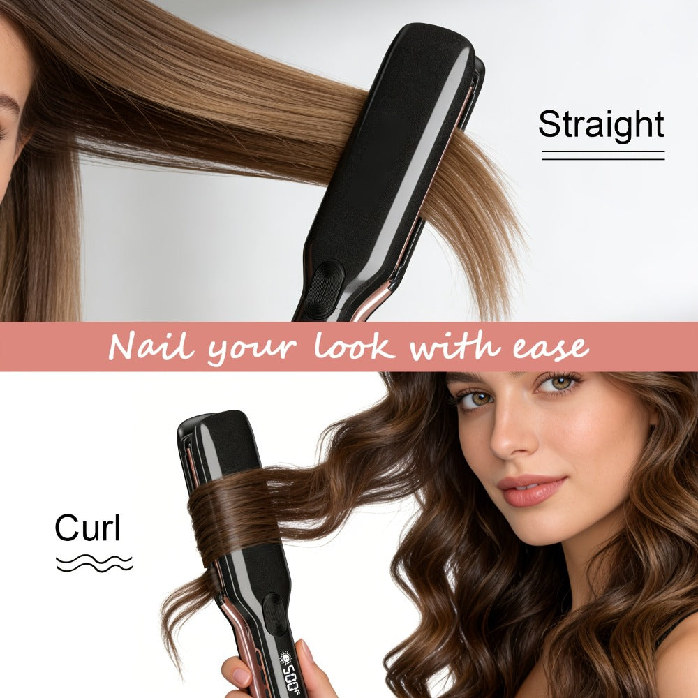 Hair Straightener, 1 Inch Flat Iron Straightener And Curler 2 In 1, Professional Ceramic Ionic Dual Voltage Straightener For Less Frizz, Shinier Smoother Hair