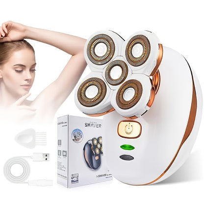 Women's Electric Shaver & Bikini Trimmer - Cordless Painless Hair Removal for Legs, Armpits, Face & Bikini Line, Portable Rechargeable Ladies Razor for Body Grooming, Wet Dry Use, White & Black