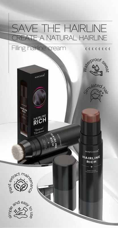 Hair Color Pen Root Touch-Up Stick with Brush | Waterproof Temporary Gray & White Hair Coverage | Plant Squalane Formula | Fast Seamless Application | 3 Shades