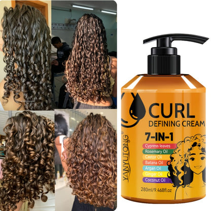 Styling Cream for Curly & Wavy Hair 7-in-1 - Long-Lasting Hold, Flexible Definition & Frizz Control, Non-Sticky Formula for Adults, 280ml