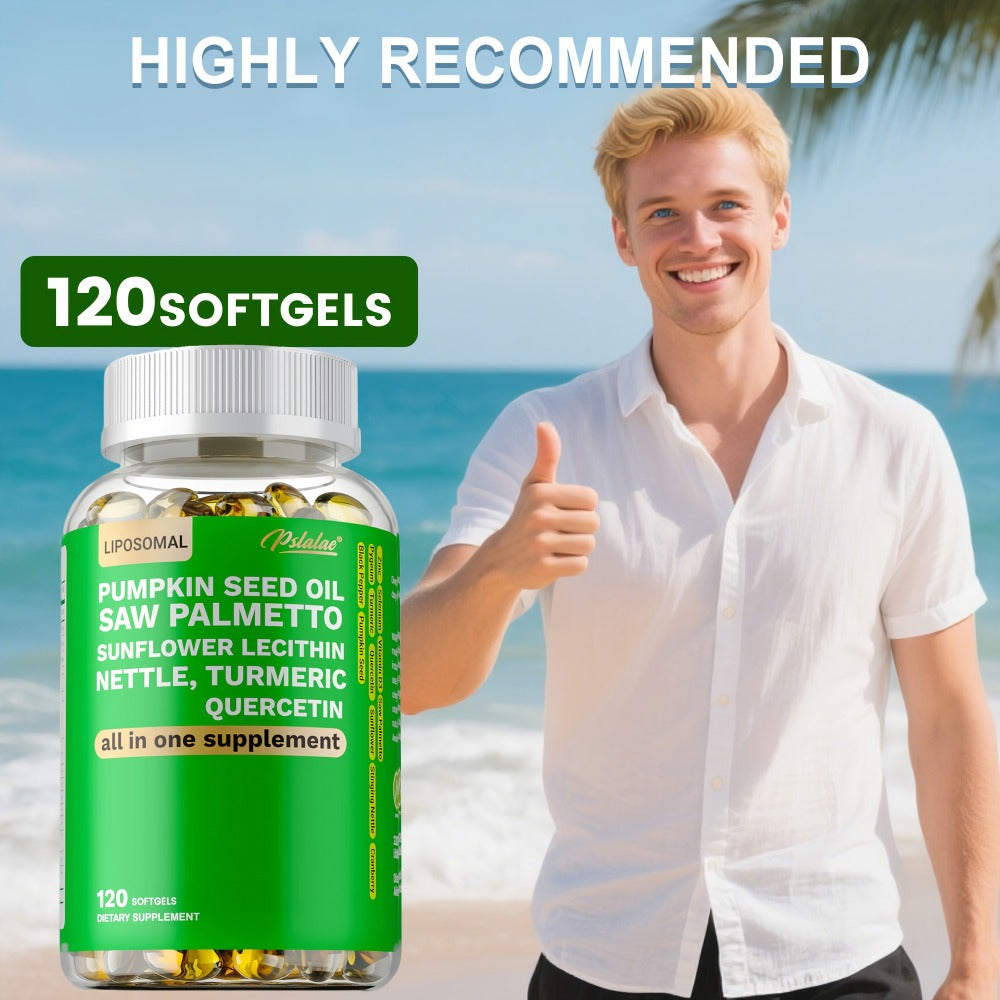 Saw Palmetto - with Pumpkin Seed Oil, Pygeum And Quercetin, Support Heart, Skin, Hair, Urinary, Bladder And, Supports Male Health - 120pcs