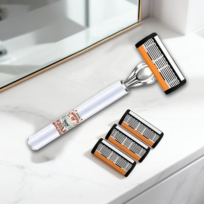 Safety Razor Set for Men 72 Blades 2 Non-Slip Metal Handles Classic Double Edge Shaving Razor Ultra-Sharp Replaceable Blades Smooth Painless Shave Grooming Kit Holiday Gift