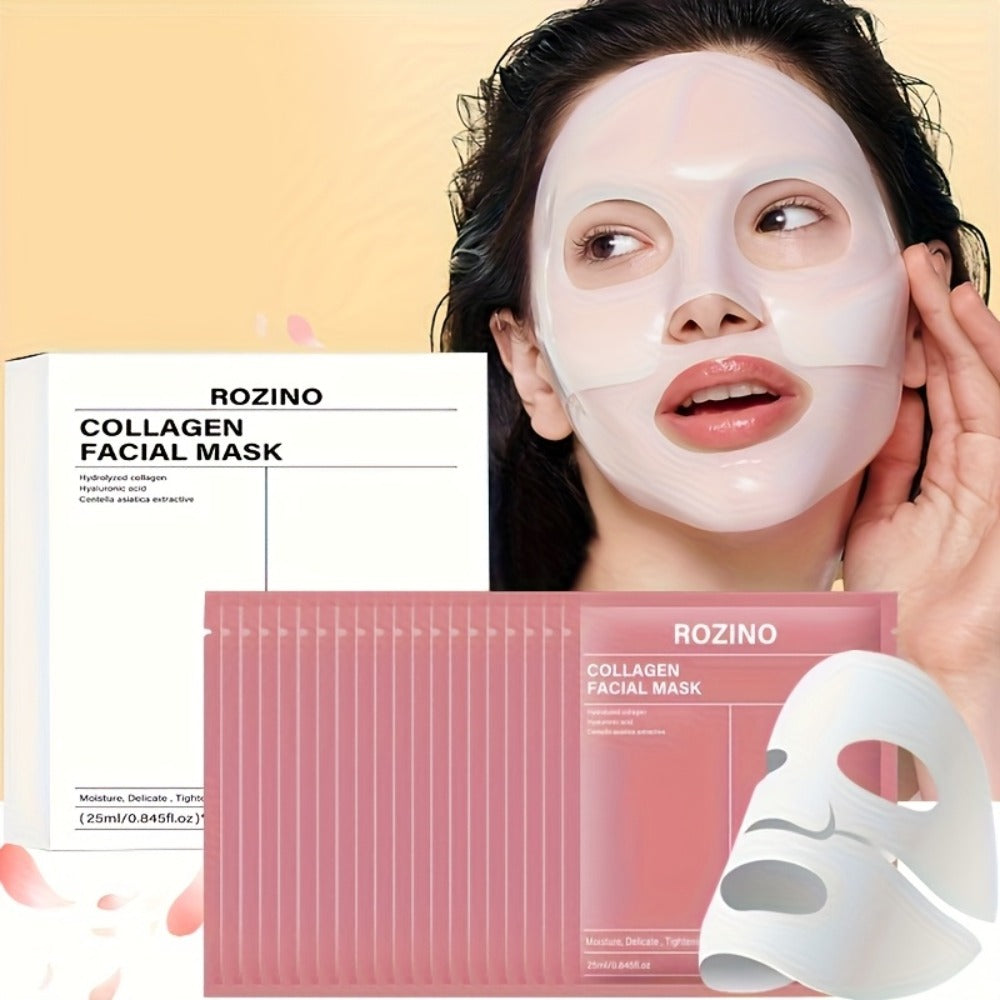 ROZINO 20pcs Collagen Mask, Deeply Moisturizing, A Night-time Hydrating Mask, A Skin Care Product Suitable for Sensitive Skin