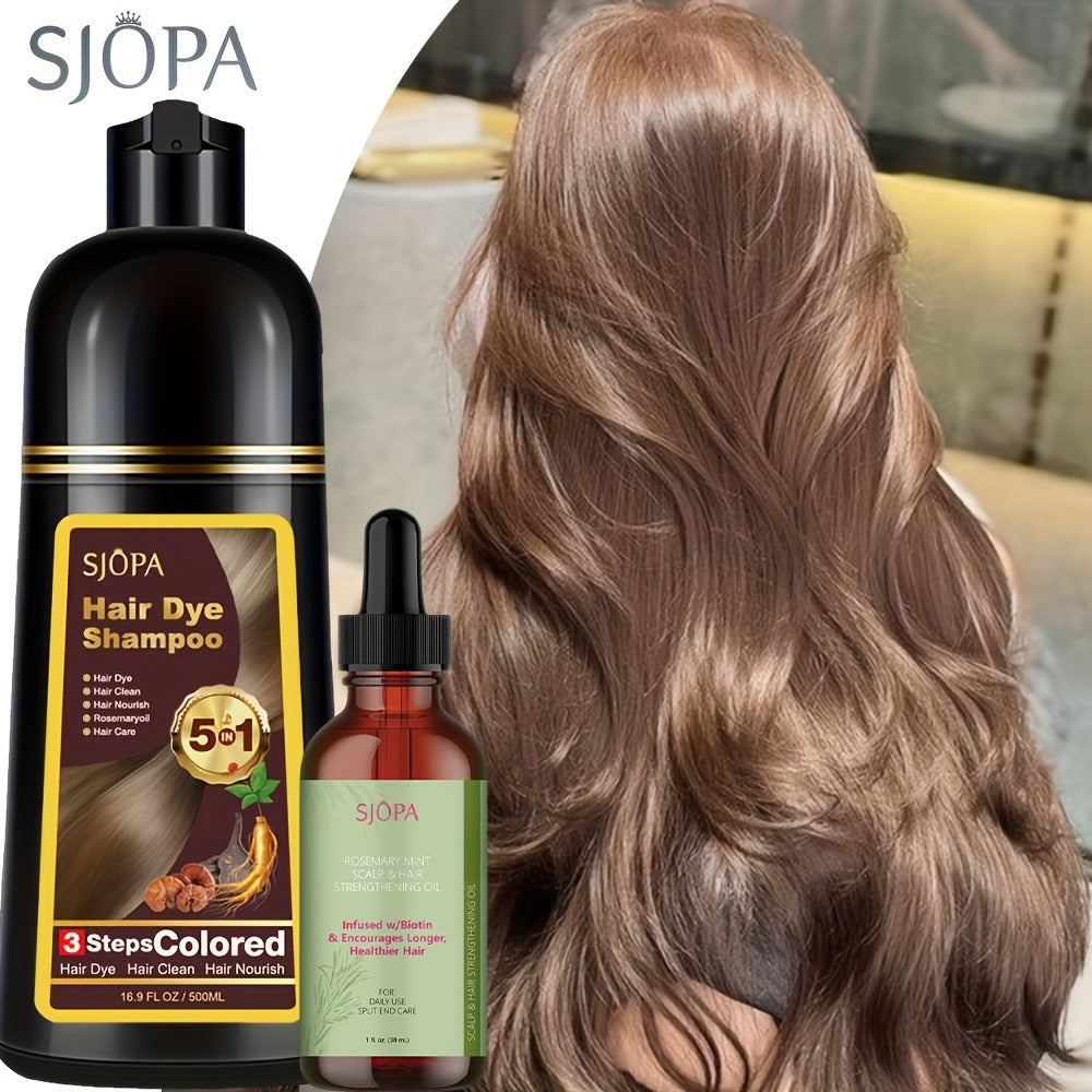 Hair Dye Kit – 3-in-1 Hair Dyeing Shampoo with Rosemary Oil & Squalane, Natural Plant-Based Formula, Gentle on Skin, Fast Color, Multi-Shade Home Hair Color Set