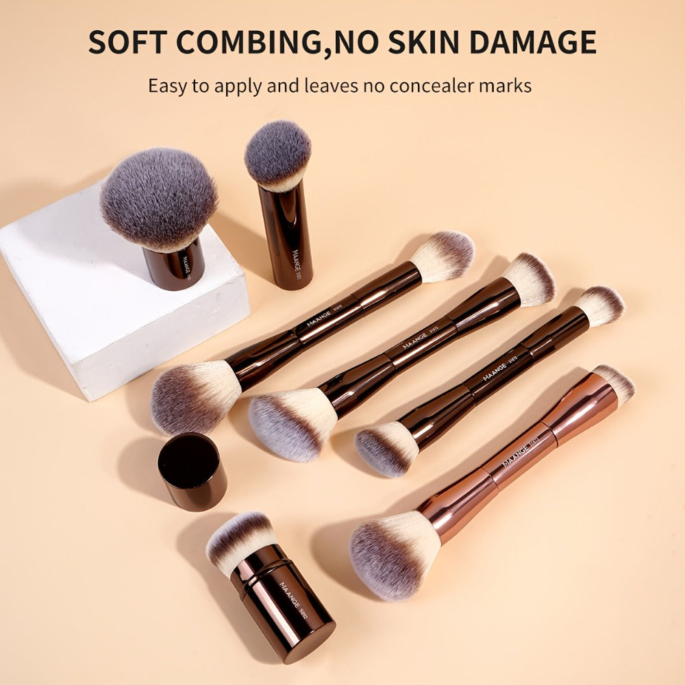 MAANGE 20pcs Aluminum Tube Facial Makeup Brush Set+storage Bag, Foundation Make-up Brush, Powder Blusher Brush, Powder Brush, Eye Makeup Brush, Kabuki Makeup Brush, Travel Portable, Multi-functional Makeup Brush Set