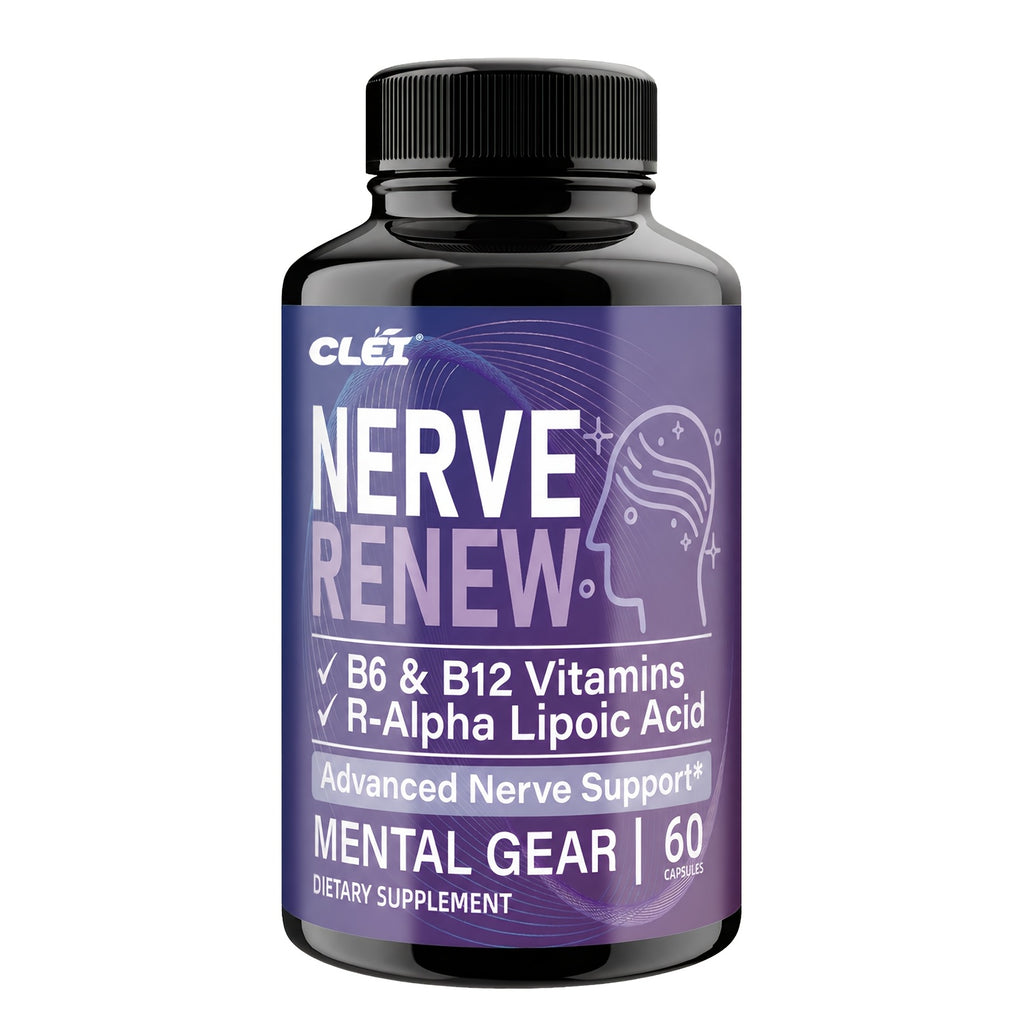 NERVE RENEW CAPSULES. Healthy, Natural. Vitamin B Complex, R-Alpha Lipoic Acid, Sports Health, Neuro Botanical Blend, Antioxidant. Enioy A Healthy Lifestyle And Travel. For Office Workers - 60 Caps